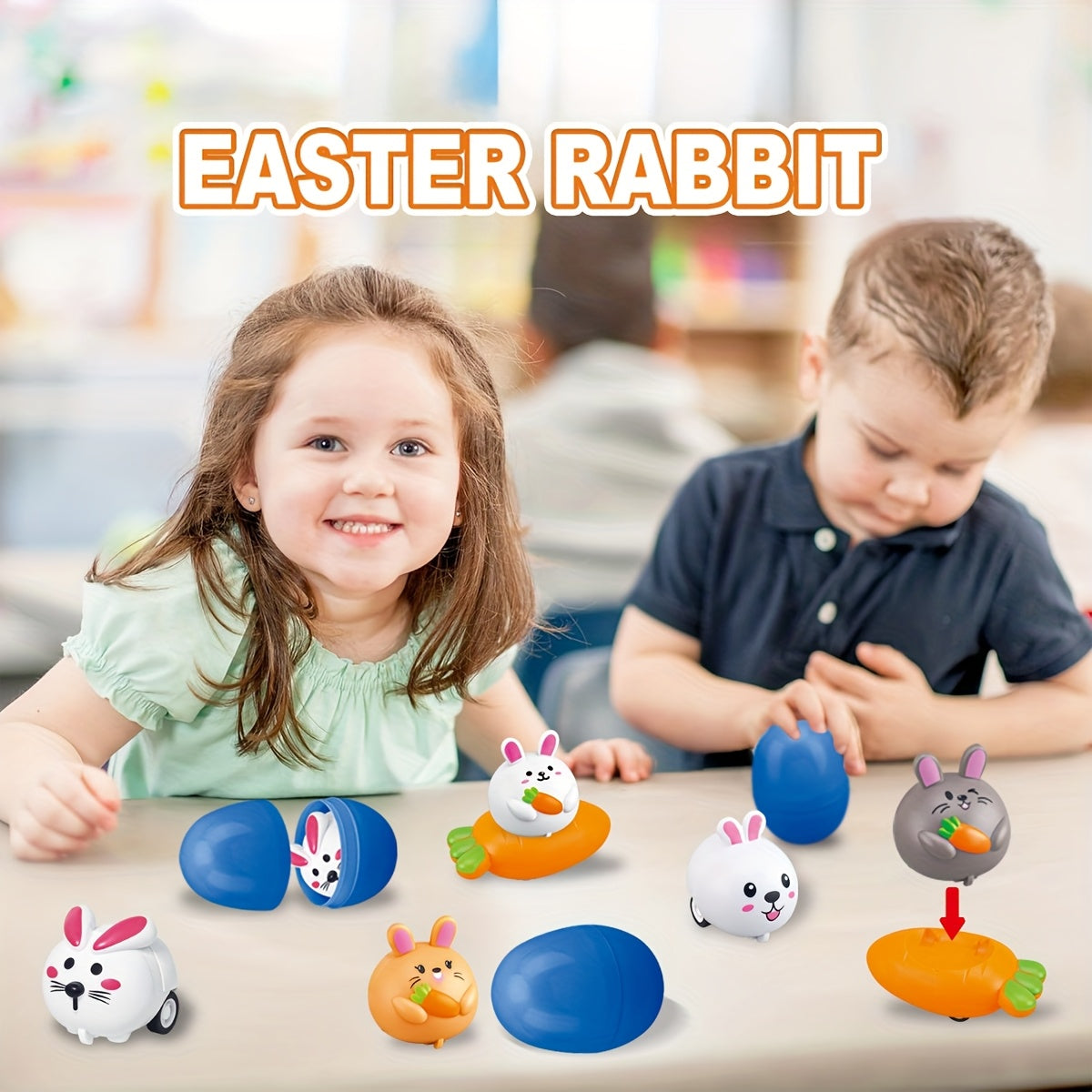 NNETM 12pcs Easter Bunny Egg Toys Set for Kids